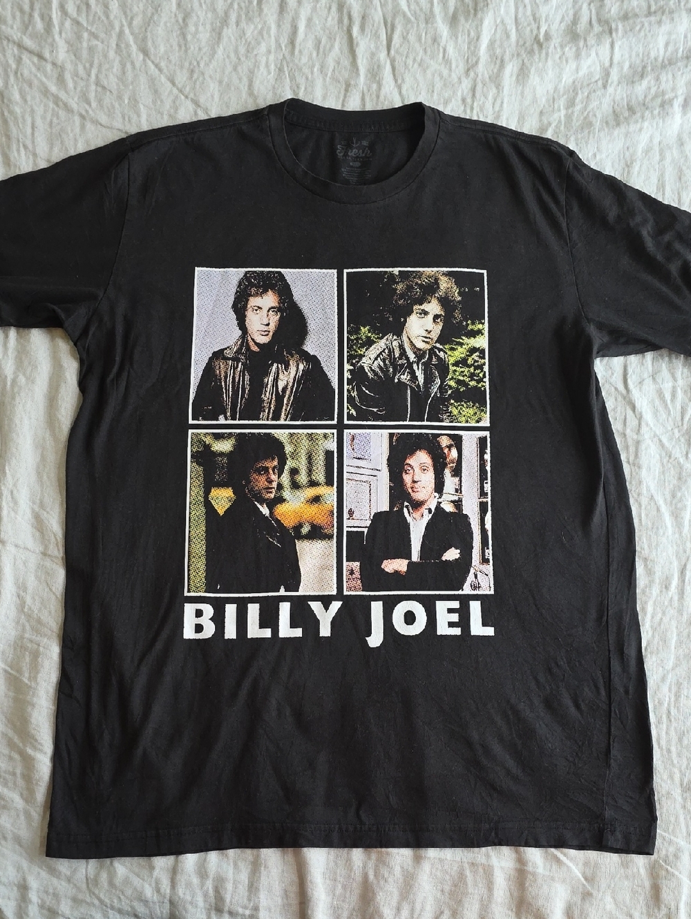 Billy Joel Black Graphic Tee - Classic Photo Collage